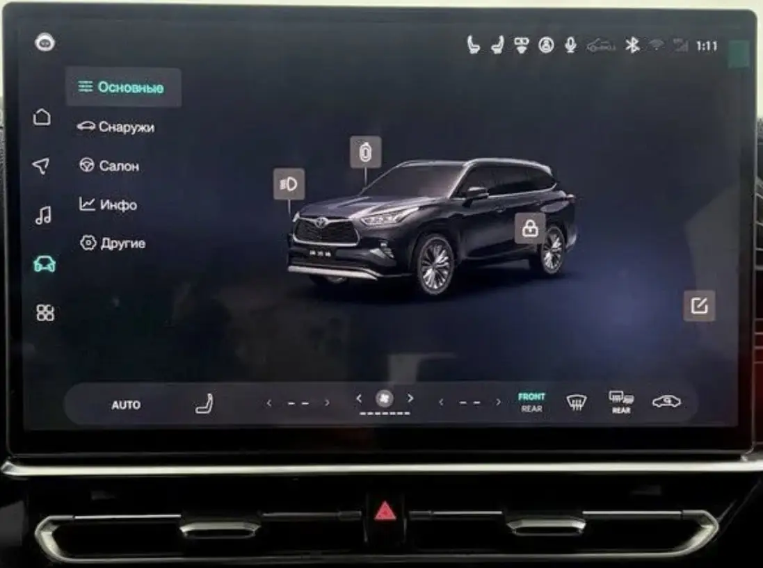 Русифицированная панель управления Toyota Highlander 2026